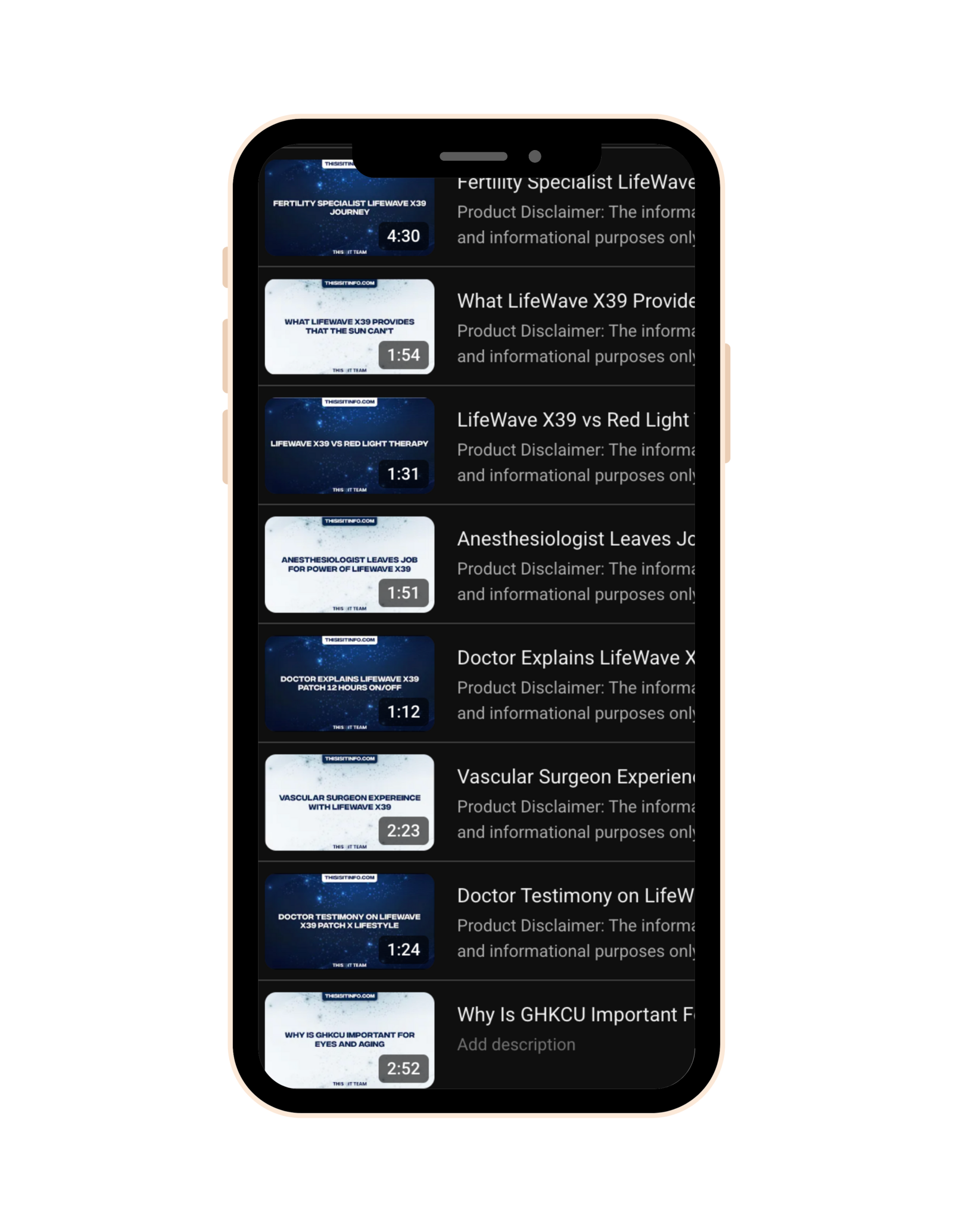 Doctors Answers video playlist on a phone